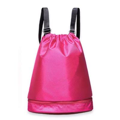 China Custom Logo Waterproof Dry Wet Separation Swimwear Storage Backpack Swim Beach Drawstring Backpack with Shoe Compartment for sale