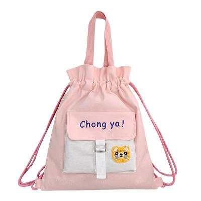 China Wholesale High Quality Canvas Tote Super Market Shopping Bag Factory Drawstring Bag Large Capacity Backpack Packing Bag for sale