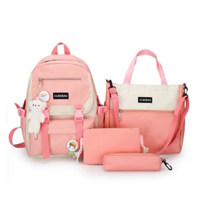 China Korean version anti-theft college students schoolbag suit campus girls book backpack set with bear pendant for sale