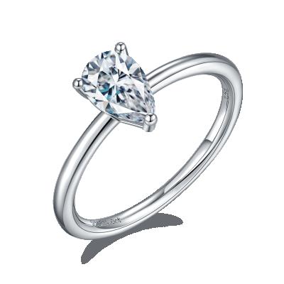 China Moissanite Ring 100% S925 Silver Romantic Pear Moissanite Ring For Women Wedding for sale