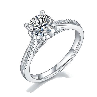 China Hot Women's Wedding Ring Sterling Silver Moissanite Ring Factory Sale Engagement CLASSIC for sale