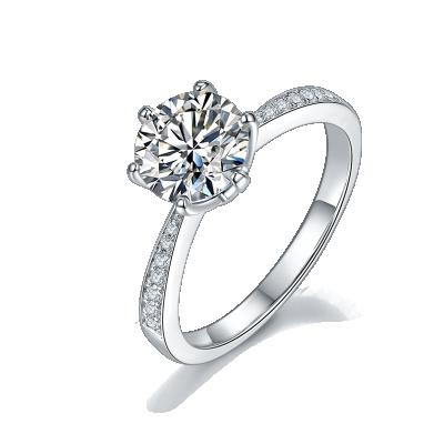 China Main Stone Moissanite Diamond Jewelry Rings Fashion Women Romantic Ring Sterling Silver 1.5 carat for sale