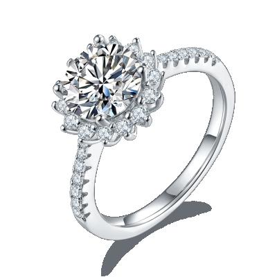 China Girls Hand Ring White Gold Plated Romantic Stone 2 Carat Moissanite Ring for sale