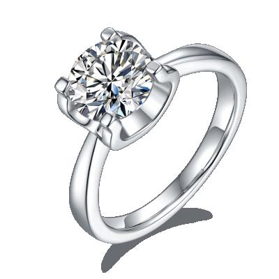 China CLASSIC Girls Wedding Main Ring Sterling Silver VVS 2 Carat Stone Moissanite 2Ct Ring for sale