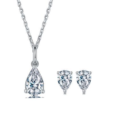 China 2021 TRENDY New Design Jewelry Sets 925 Sterling Silver Moissanite Pendants For Necklace Moissanite Earrings for sale