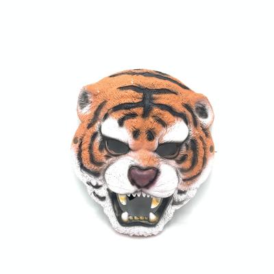 China Wholesale Cosplay Helmet Kid Props Halloween Real Party Realistic White Rubber Latex Half Face Mask Tiger Mask Masquerade Tiger Mask for sale