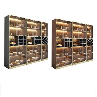 China (Other) High Quality Luxury Simplicity Adjustable Through The Wall Modern Minimalist Small Wine Cabinet Dining Living Room Side Glass Cabinets for sale