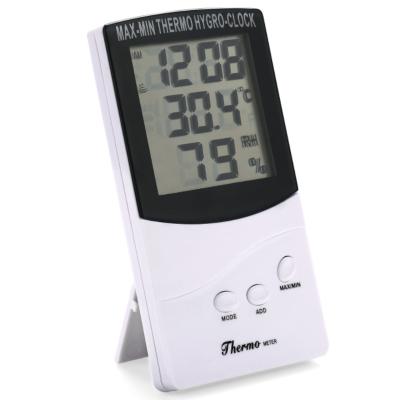 China Indoor Premium Digital Alarm Clock Electronic Room White Temperature Humidity Instruments Meter for sale