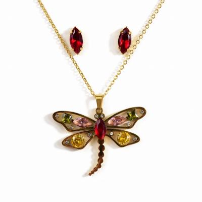 China LC CLASSIC Hot Items Wholesale Costume Jewelry 2019 New Products Stone Dragonfly Set Jewelry Stainless Steel for sale