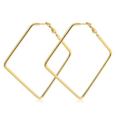 China 50mm Big Circle Stainless Steel Women Simple Fashion Jewelry CLASSIC Large Square Hoop Earrings for sale