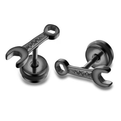 China Latest CLASSIC Design Mens Jewelry Stainless Steel Tool Wrench Punk Cool Earrings Retro for sale