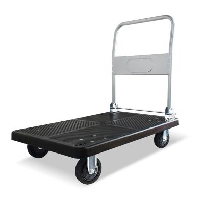 China Durable Stainless Steel Flat Cart Mobile Cart With Foldable Design for sale