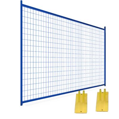 China Easily Assembled Powder Coated Steel Portable Temporary Fence Panel Construction With Metal Feet for sale