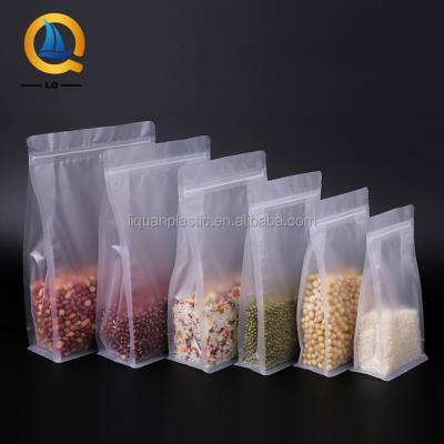 China Moisture Proof Clear Transparent Flat Box Block Bottom Plastic Resealable Ziplock Food Packaging Poly Bags Pouches for sale