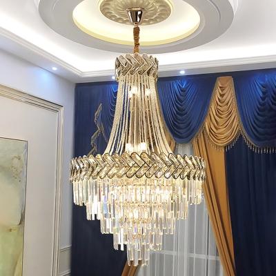 China Modern Gold Crystal Chandeliers Hanging Lights for Modern Hotel Restaurant Lobby Barber Shops Home Staircase for sale