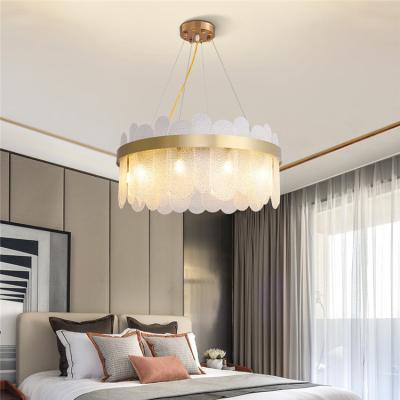 China Modern Gold Chandelier Hanging Lampara Lighting Fixture Luxury Home Indoor Deco Modern Glass Led Chandelier Lights for sale