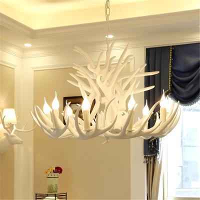 China Antler Country Antler Country Horn Shape Pendant Light American White Modern Resin Wooden Chandelier for sale