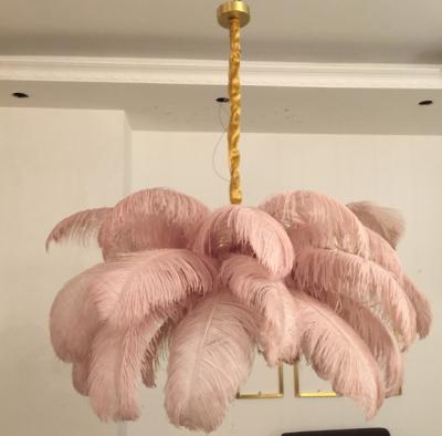 China Art Deco Modern Large Hanging Ostrich Feather Chandelier Lighting Lamp Tree Ostrich Feather Hanging Chandelier for sale