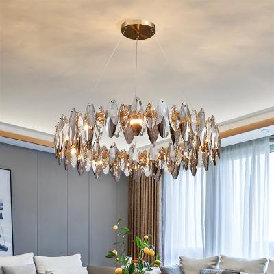 China 2021 Luxury Modern Hanging Crystal Art Chandelier Bedroom K9 Post Modern Restaurant Lighting Fixture Ring Lamp for sale