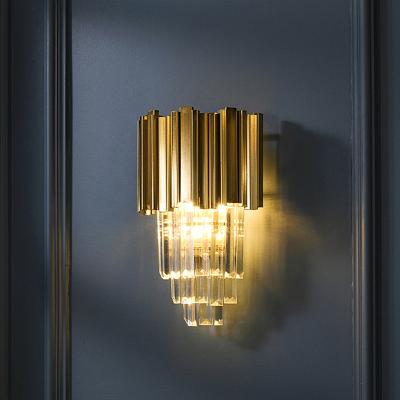 China Creative Post Modern High Grade Crystal Wall Lamps Gold Bedside Living Room Bedroom Wall Sconce Lighting Fixtures for sale