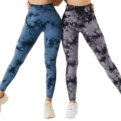 China Breathable Seamless High Waist Push Up Tie Dye Yoga Pants Tights Fitness Workout Sports Gaiters for sale