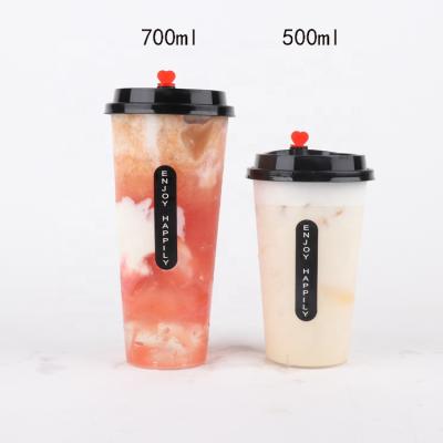 China 500ml 700ml Single Wall Plastic Disposable Juice Cup for sale