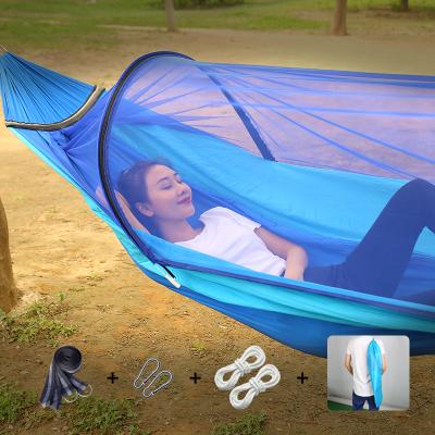 China Double folding hanging hanging outdoor camping hammock beach treehouse mosquito net hammock tent high strength nylon winpolar for sale