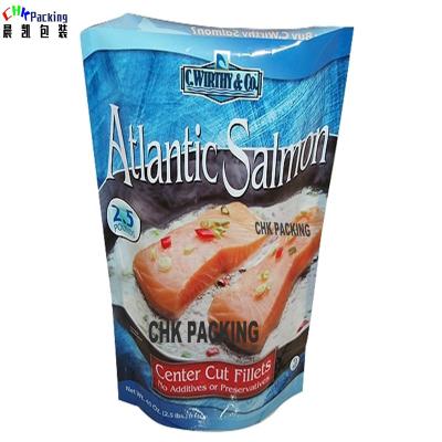 China Frozen Barrier Seafood Packaging Bag / Nylon Retort Vacuum Pouch For Cut Salmon Fillets for sale