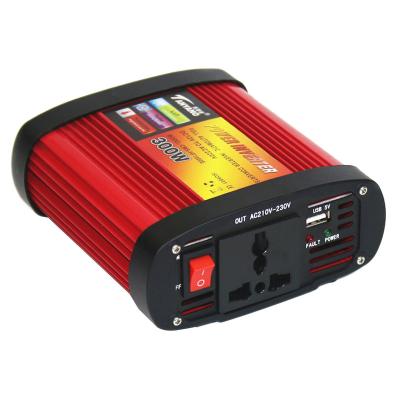 China Household Manufacturer New Red 300W Direct Inverter DC 12V To AC 220V Full Automatic USB Port Car Power Inverter for sale