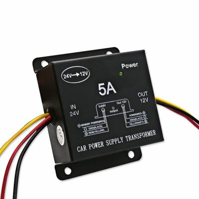 China 5A Truck Converter Input 24V DC Output 12V Power Converters Car Power Supply Transformer Efficiently for sale