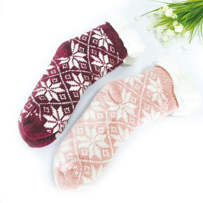 China Ladies Winter Double Layers Sock Women Christmas Slipper Antibacterial Home Socks for sale