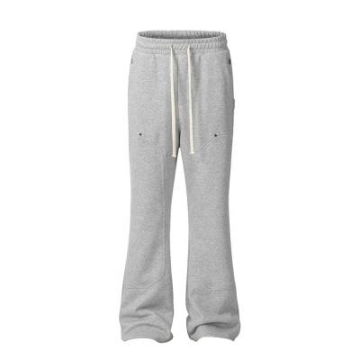 China Breathable Men Customize Heavyweight Sweatpants Patchwork Casual Men  Pants Carpenter Patches Flare Pant With Draw String Gray for sale