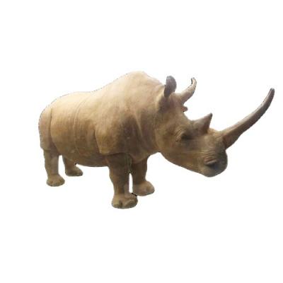 China Customized Animatronic Simulated Artificial Fur Rhinoceros Decorative Model Simulation For Amusement Park for sale