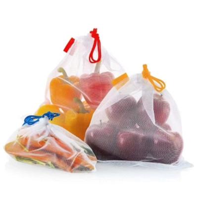 China Recyclable 1can be used for supermarket fruit and vegetable shopping toys storage100% polyester mesh bag for shopping bag for sale