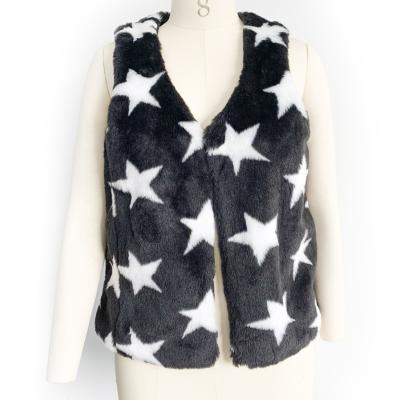 China 2019 Fashions Anti Shrink Faux Fur Vest With White Stars Sweater for sale