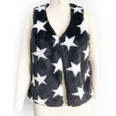 China 2019 anti-shrink faux fur vest with white stars vest sweater for sale