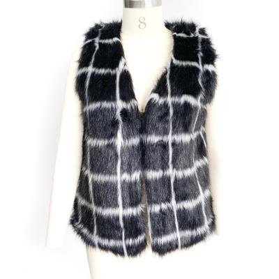 China Fashion V Neck Fake Fur Ladies Women Faux Fur Sweater Vest Anti-Shrink Vest for sale