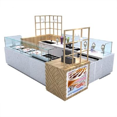 China Food Fried Ice Cream Kiosk PANEL Bun Ice Cream Kiosk Mall Design for sale