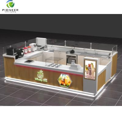 China PANEL Retail Kiosk Bubble Tea Kiosk Beverage Booth Mill Tea Kiosk Design for sale