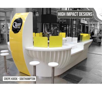 China PANEL Customized Modern Food Kiosk Shopping Mall Kiosk Wooden Crepe Donut Kiosk Design for sale