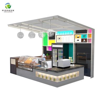 China Pioneer Popular Retail Crepe Kiosk Fast Food Mall Juice Bar Solid Wood Fresh Kiosk For Shopping Mall for sale