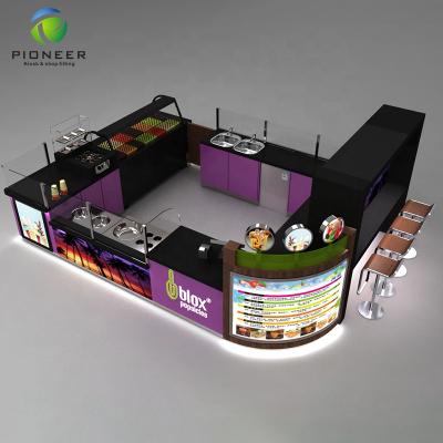 China PANEL Pioneer Modern 3D Ice Cream Kiosk Design Orange Shape Juice Kiosk Coffee Booth Frozen Yogurt Shop for sale