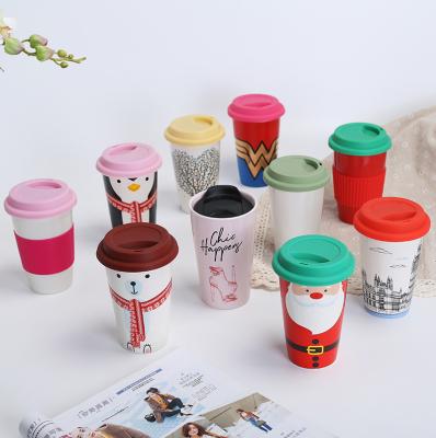 China Creative Customized Creative Ceramic Cup Fashionable Double Layer Double Layer Insulation Temperature Anti Skid High Cera for sale