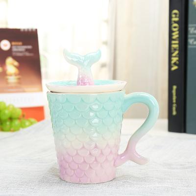 China 2022 New Sustainable Coffee Tea Ceramic Mugs Shape Creative Personalized Mug Mermaid Ceramic Mug for sale