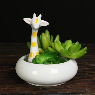 China Modern Creative Design Flower Blue Hand-carved Ceramic Flower Pot, Modern Garden Animal Flower Pot for sale