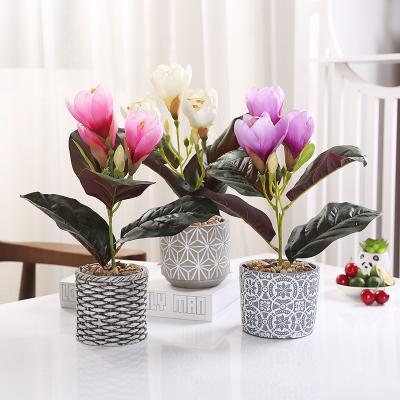 China Transitional creative artificial magnolia tree + cement geometric basin, suitable for office home hotel bar for sale