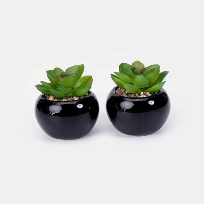 China Minimalist Simple Round Small Pot + Artificial Succulent Plant Two Color Set Set Home Office Desk Ornaments for sale