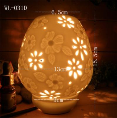 China Chinese Incense Ceramic Crafts Hand Incense Inground Lamp Essential Oil Lamp Home Decoration Carved White Porcelain Small Night Lamp for sale