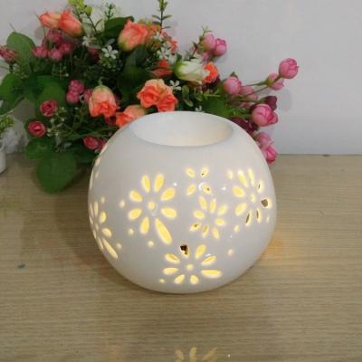 China Small Incense Night Lamp Crafts Essential Oil Censer Candlestick Container Wax Tea Lamp China Ceramic White Porcelain Incense for sale