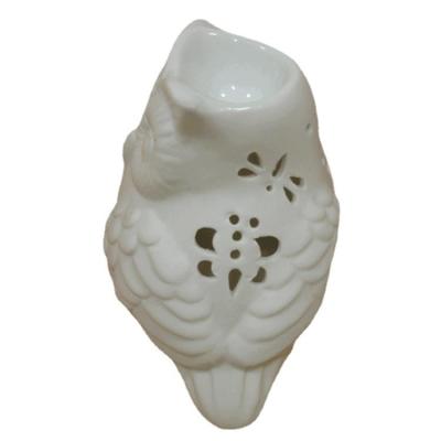 China Chinese Incense Hollows Owl Ceramic Crafts Set Small Night Incense Stove Lamp Solid Incense Candle Holder White Porcelain for sale